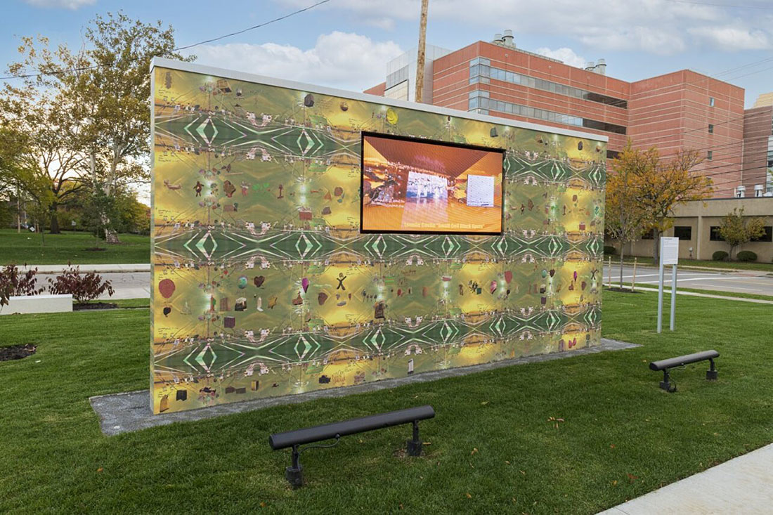 Jacolby Satterwhite, Dawn, 2021, video installation. Courtesy of the artist and Mitchell-Innes & Nash. Commissioned by Cleveland Clinic in collaboration with FRONT International, with community support from Karamu House.