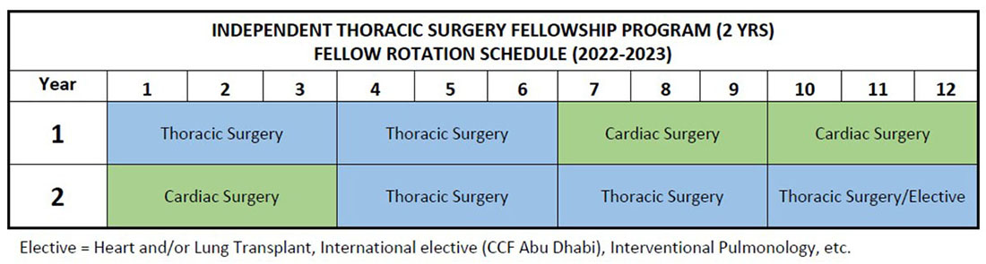 Independent Thoracic Surgery Fellowship Program: Fellow Rotation Schedule (2022-2023)