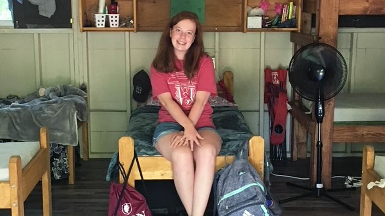 Gabi at camp, after undergoing a procedure to treat epilepsy.