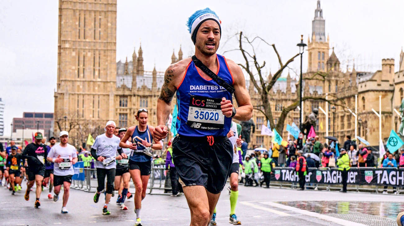 Freddie running the 2023 London Marathon for Diabetes UK. 