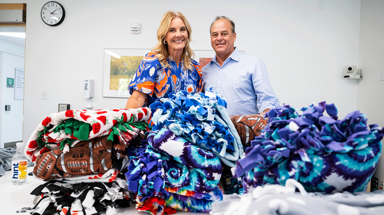 Kerr's foundation, Burning Hope, donated 200 fleece blankets to patients.