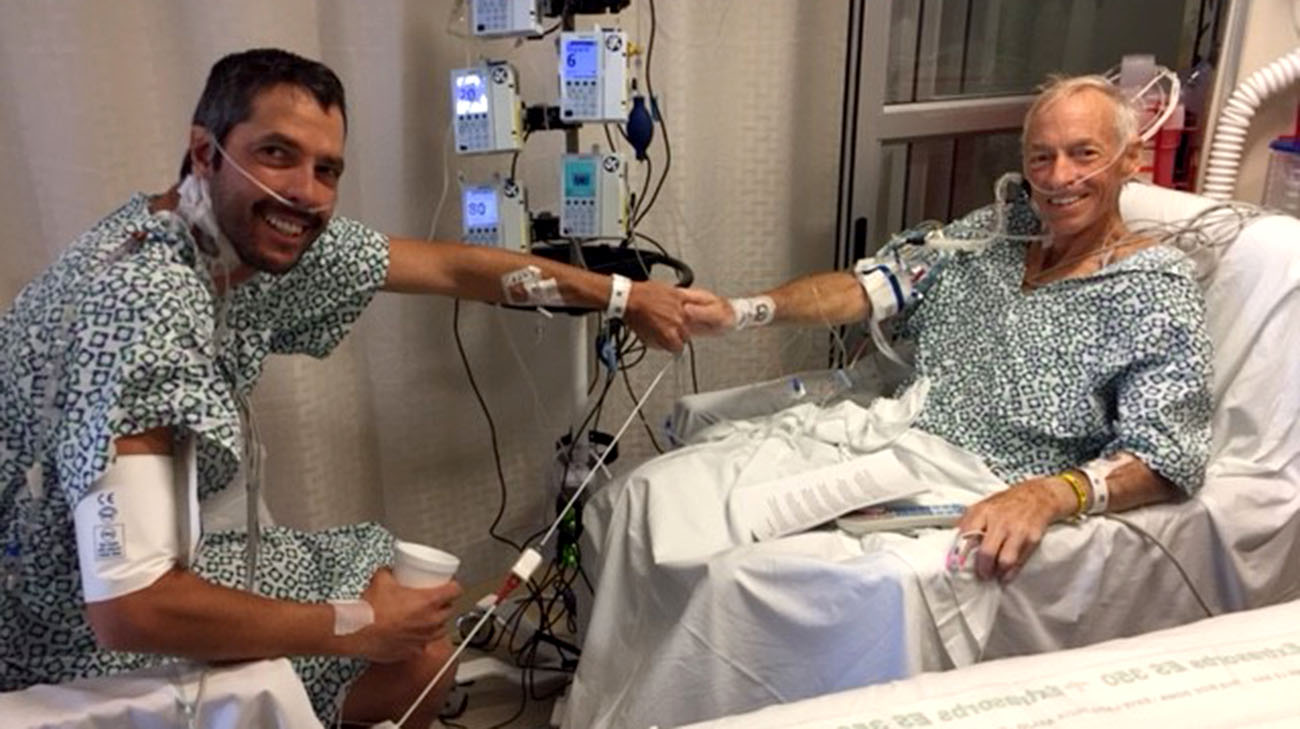 Mark and David, at Cleveland Clinic, after their transplant surgery. (Courtesy: David Landes)