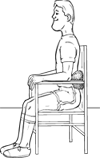 Correct sitting position without lumbar support.