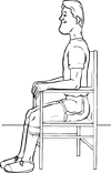 Correct sitting position without lumbar support.