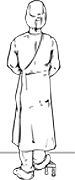 Stand with your head up, shoulders straight, chest forward, weight balanced evenly on both feet, and your hips tucked in.