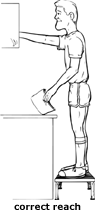 Use a foot stool or chair to bring yourself up to the level of what you are reaching.