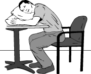 Feet flat on the floor, lean your chest forward, rest your arms on a table and your head on your forearms or a pillow.