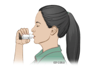 Illustration of woman using Flexhaler