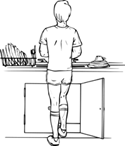 Stand with your head up, shoulders straight, chest forward, weight balanced evenly on both feet, and your hips tucked in.