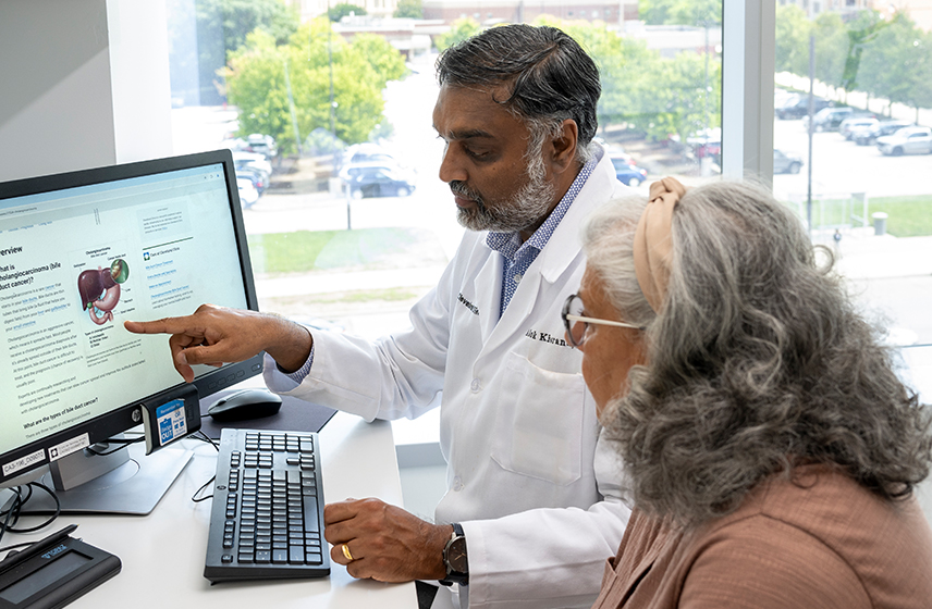 Cleveland Clinic doctor discussing information with a patient