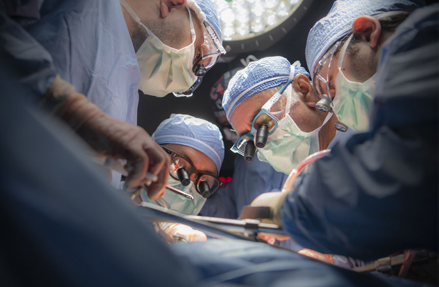 Cleveland Clinic surgeons perform liver transplant surgery on a patient.