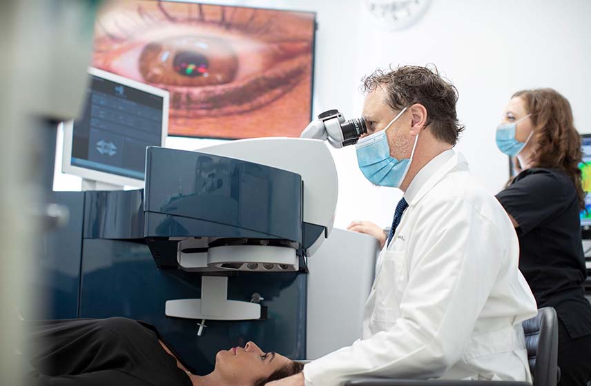 Cleveland Clinic ophthalmologist performing vision correction surgery. 