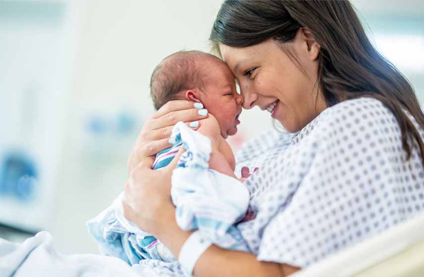 mother with infant after childbirth