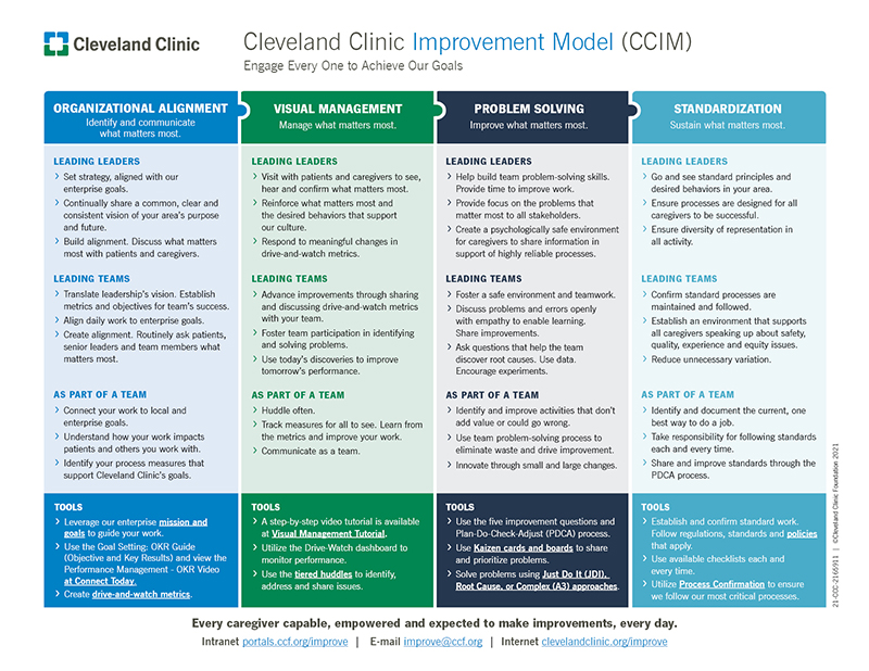 Cleveland Clinic Improvement Model Sheet