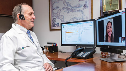 Dr. Peskin talking to patient in virtual visit