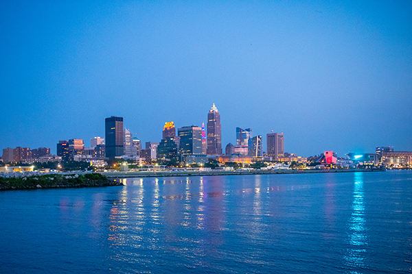 Cleveland skyline view from an Alumni Goodtime Cruise