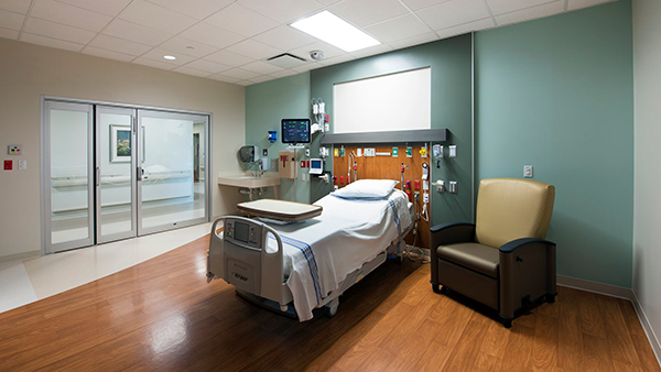 Patient room at Tradition Hospital
