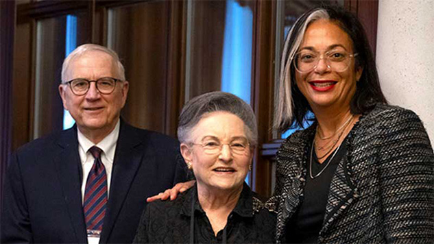 James Young, MD, Linda Kaufman (center) and Lara Kalafatis, Senior Vice President and Chief of Philanthropy