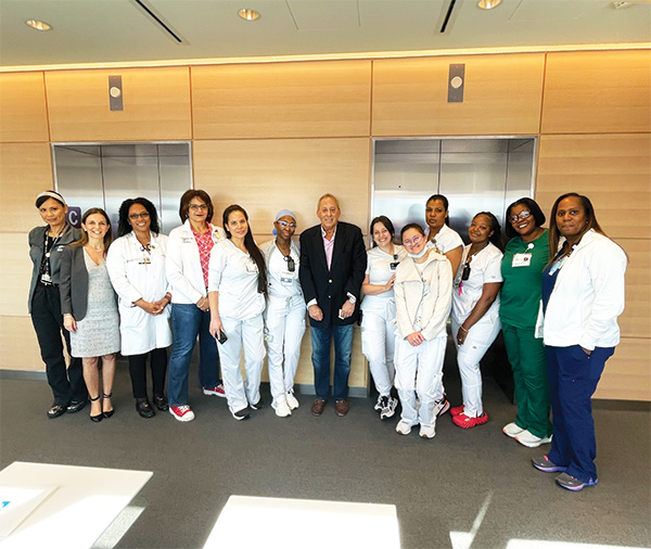 John Heyman with caregivers at Weston Hospital