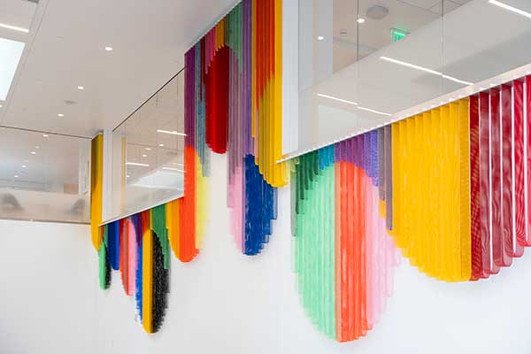 Eva LeWitt artwork hanging in the Cleveland Clinic Mentor Hospital lobby