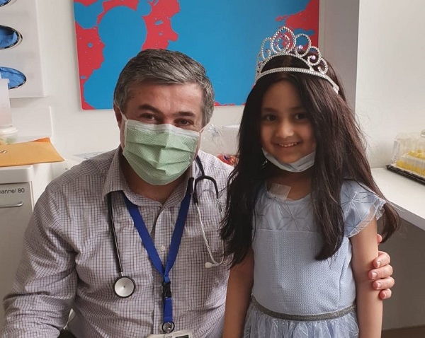 Rabi Hanna, MD, Chair of the Department of Pediatric Hematology, Oncology and Bone Marrow Transplantation at Cleveland Clinic Children’s with Elenna Hanna.