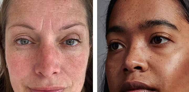 Hyperpigmentation on two different skin tones.