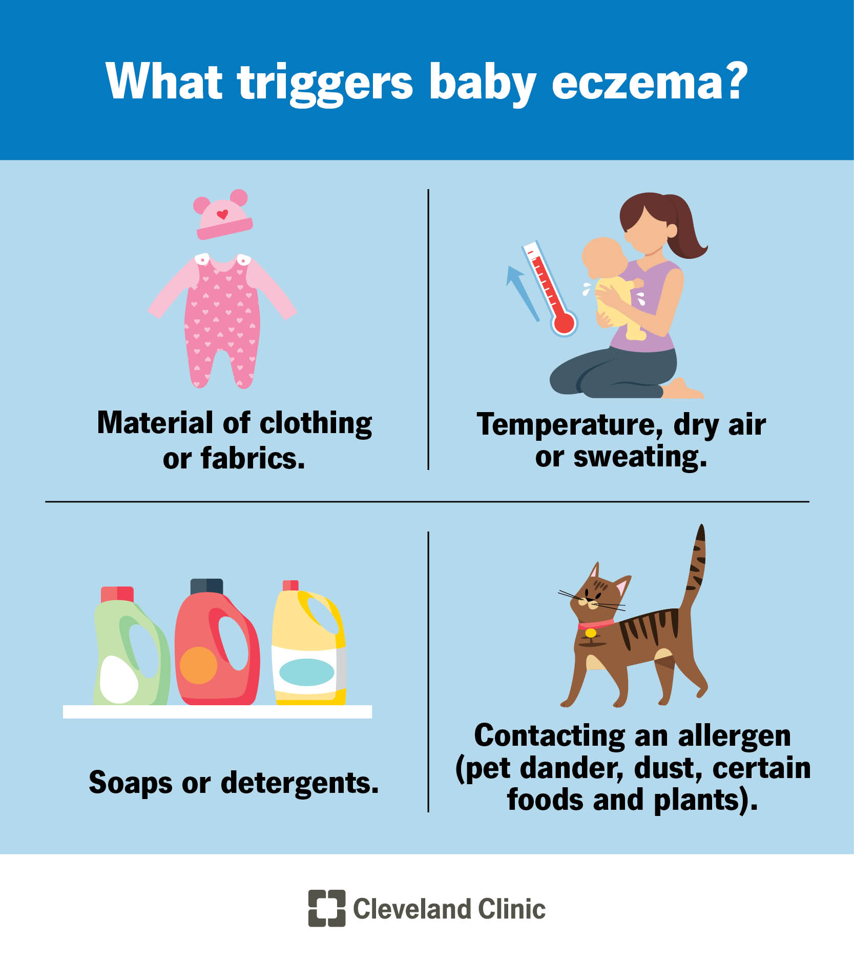 Baby eczema triggers make contact with an infant’s skin and cause symptoms.
