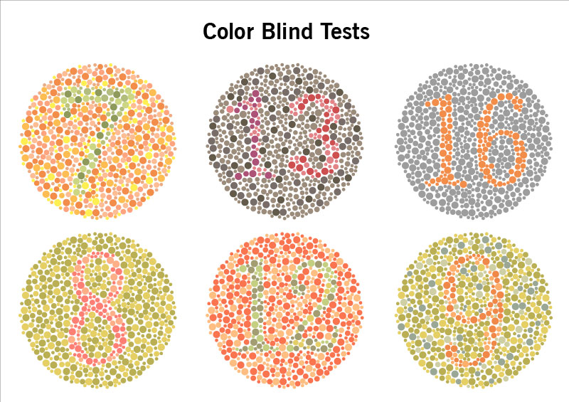 Image of a color plates test that can detect some forms of color blindness.