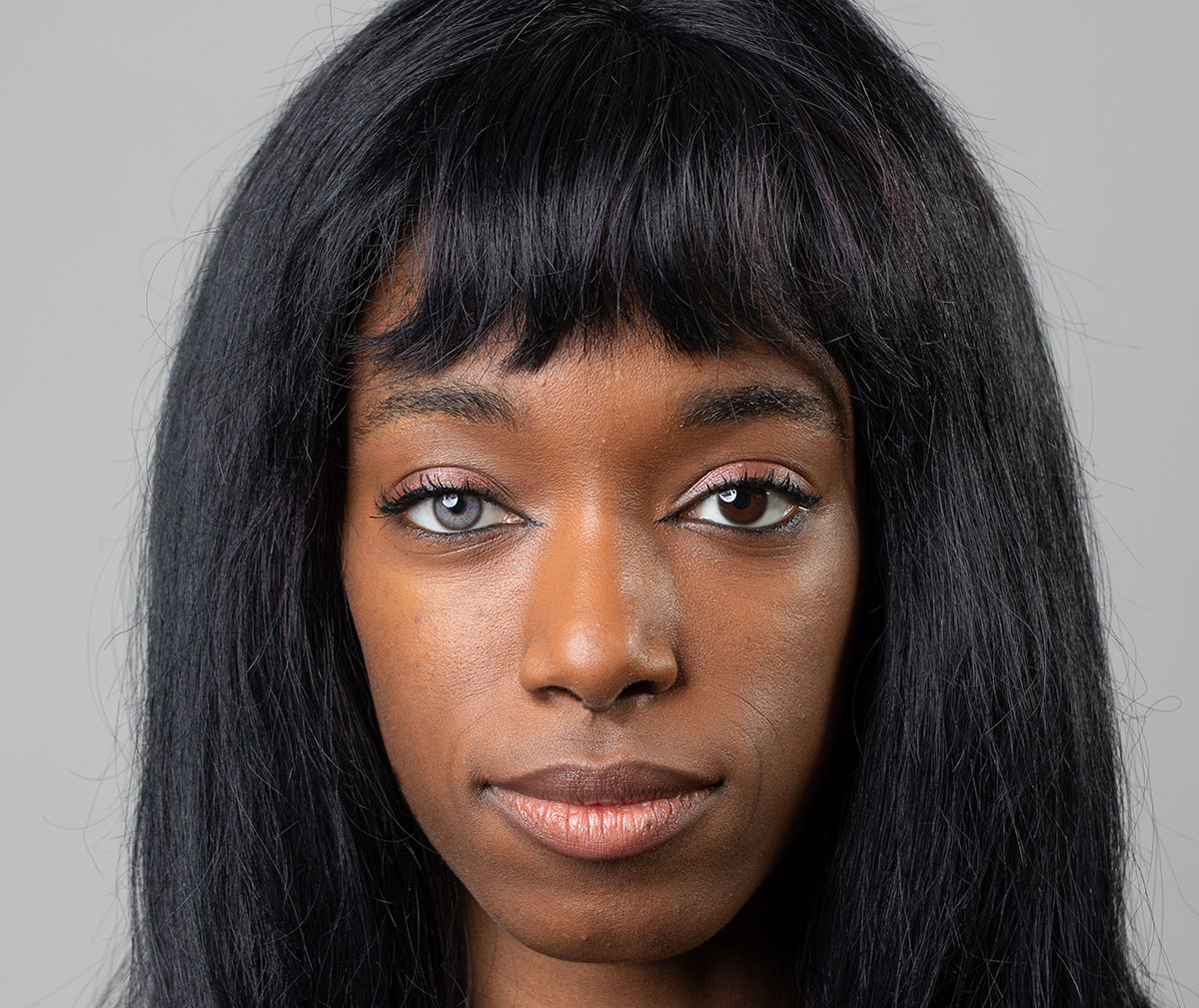 Close up photograph of a person with complete heterochromia.