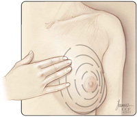 Brustselbstuntersuchung, kreisförmiges Muster