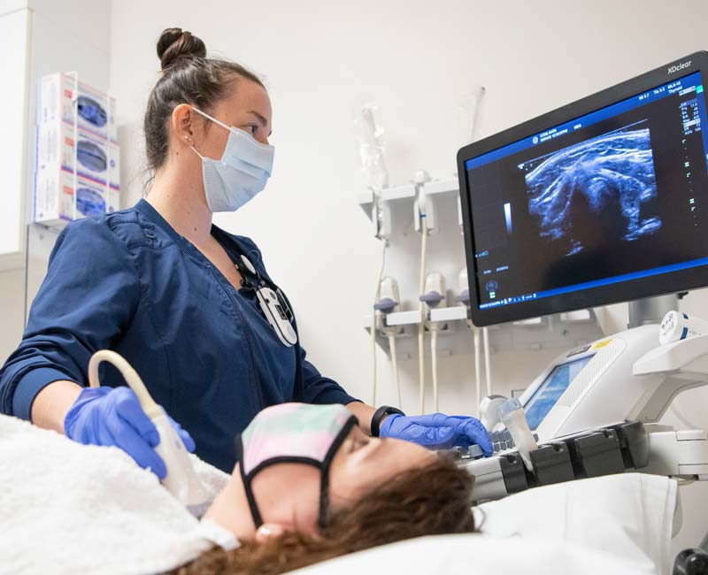 An ultrasound is an imaging test that uses sound waves to create real-time pictures or video of soft tissues in your body.