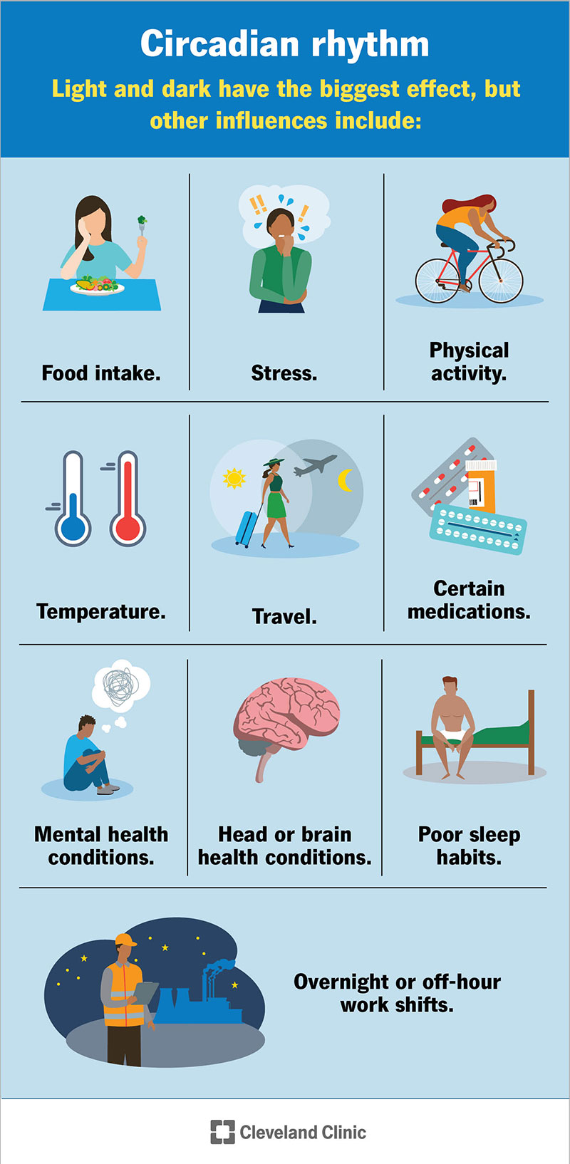 Factors that can affect your circadian rhythm, like light and dark