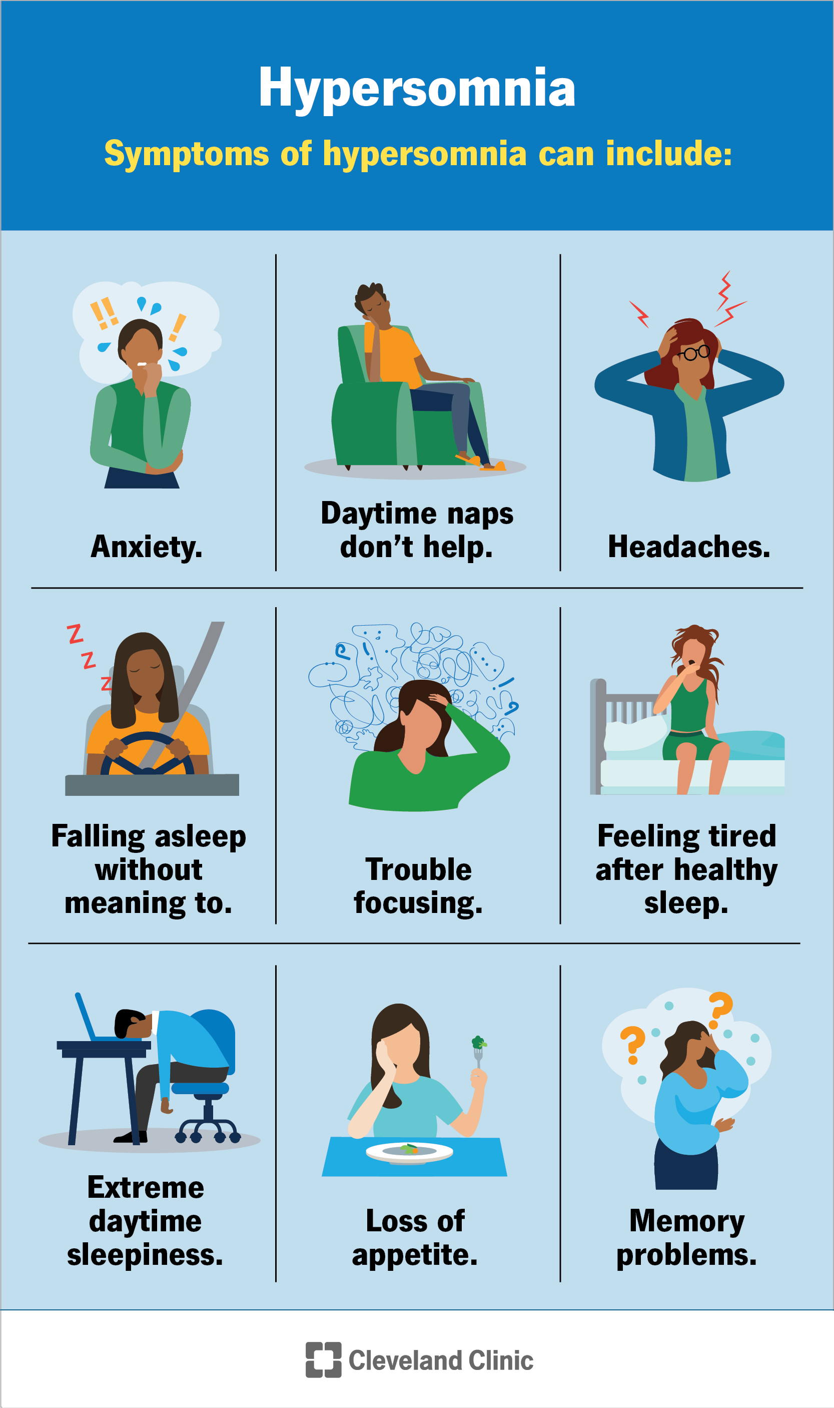 Hypersomnia can cause lots of symptoms that can disrupt your daily routine