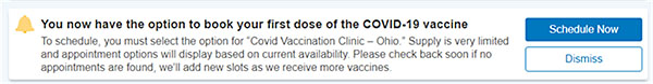 Use MyChart to schedule your COVID-19 vaccine appointment in Ohio
