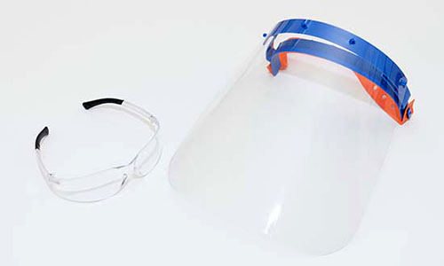 Face shield and goggles