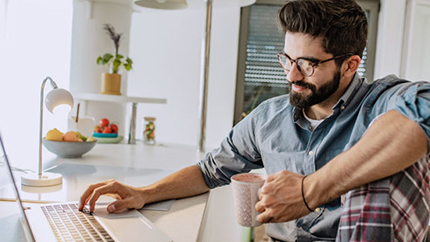Man working from home on laptop