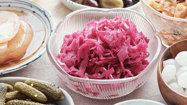Fermented cabbage and other foods.