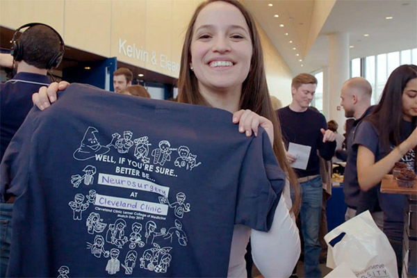 Lerner College of Medicine student on Match Day