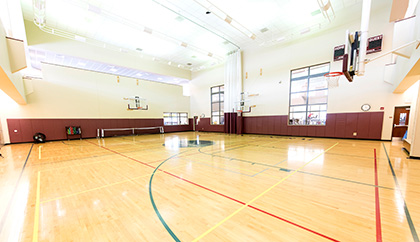 Empty basketball court at Akron General