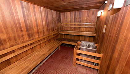 Empty sauna room at Akron General