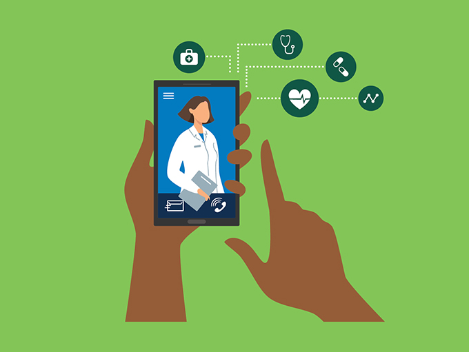 Select your nurse care manager - illustration of nurse on phone