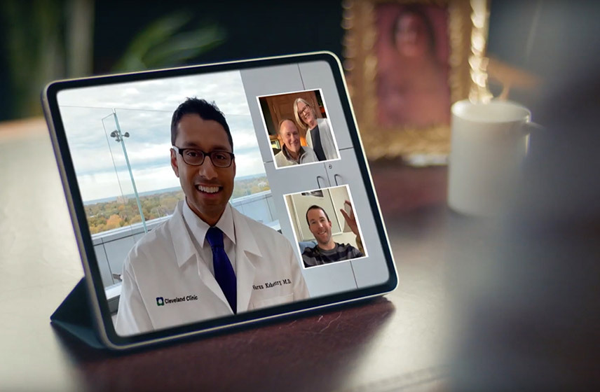 Cleveland Clinic physician on a virtual visit with a patient and his parents