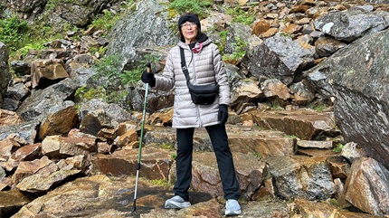 Lola Sze on a hike after her pancreatic surgery