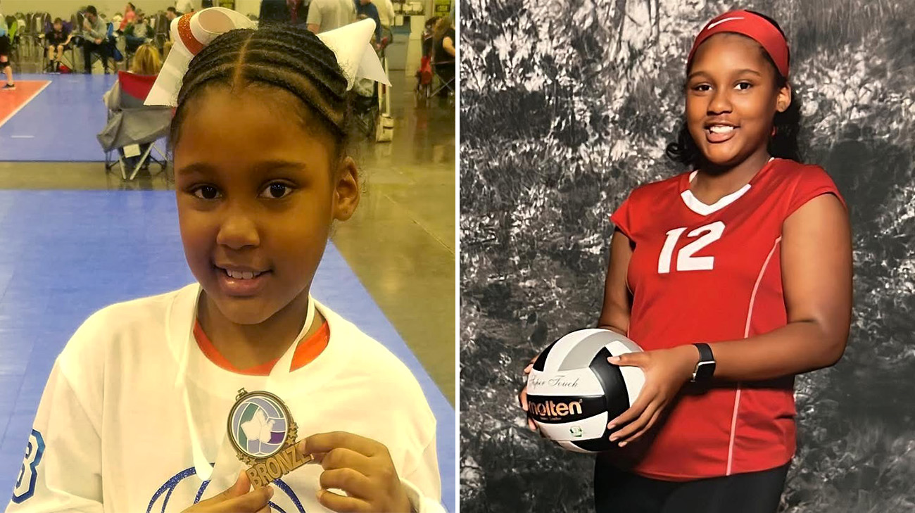 Gabby younger playing volleyball