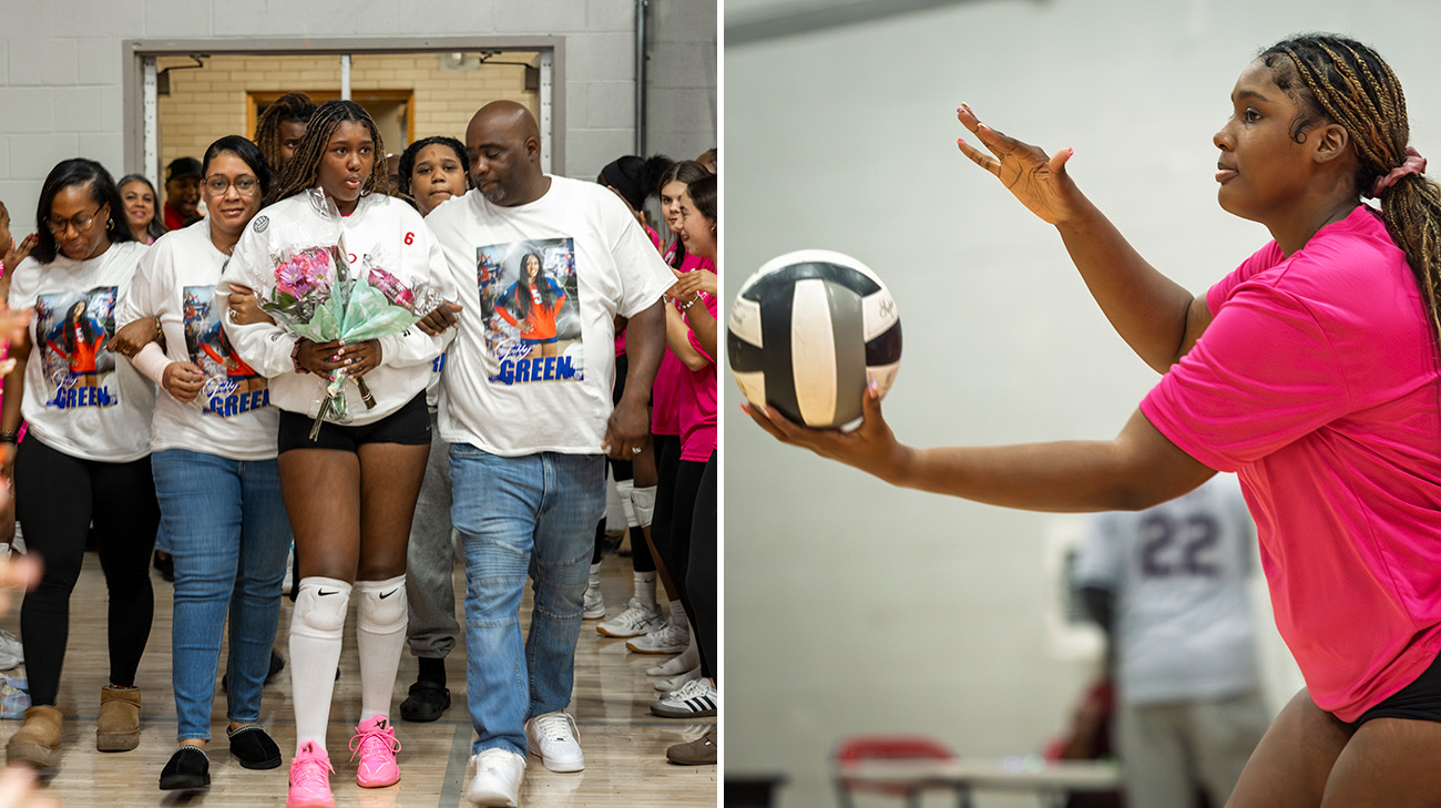 Gabby playing volleyball