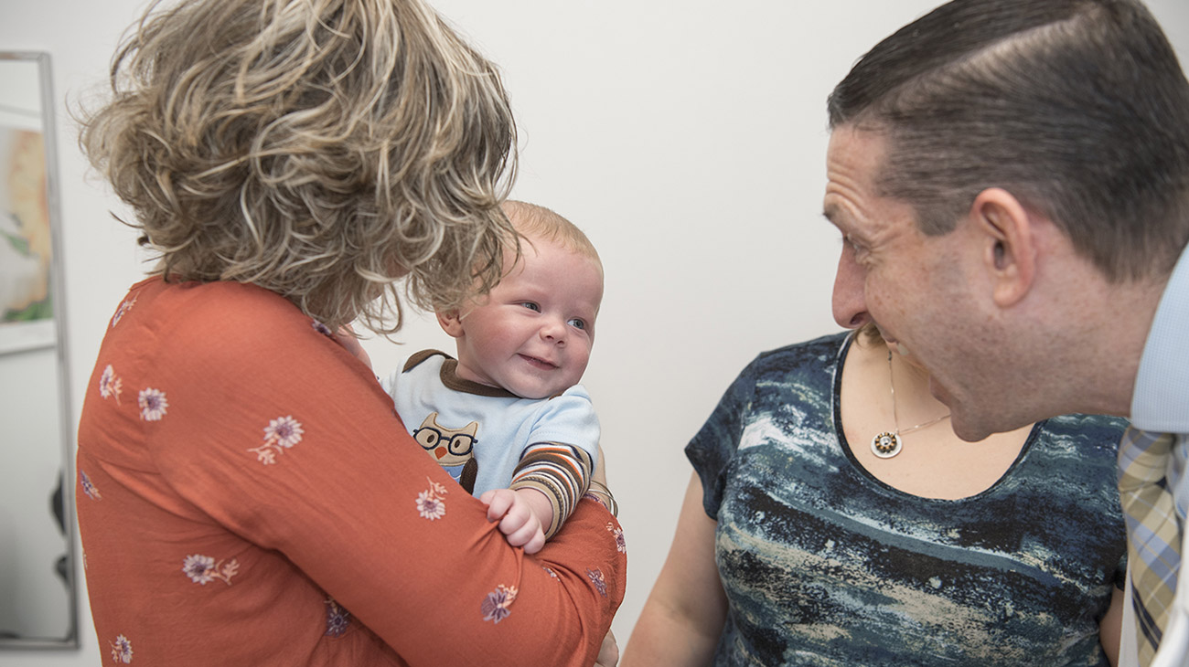 Dr. Sekeres and Henry were all smiles during one of Athena’s appointments, at Cleveland Clinic Taussig Cancer Center.