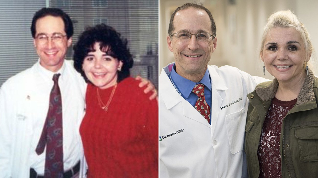Dr. Peereboom and Rachel, after her first surgery, and again 18 years later.