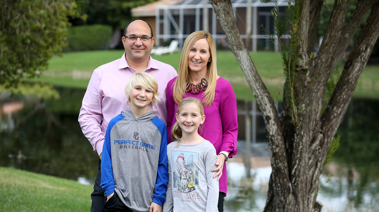 Evan and his family at their home in Coral Springs, FL. 