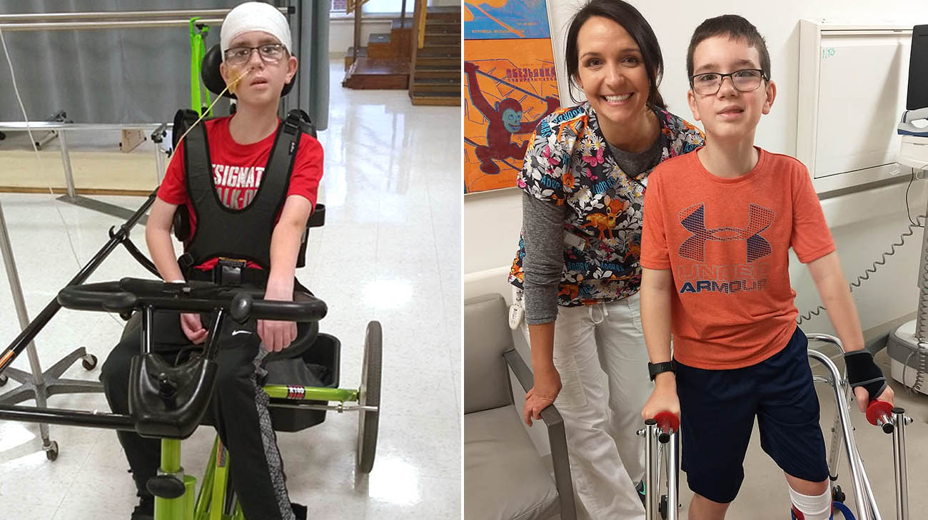 Pediatric stroke patient Vinny Mercurio at Cleveland Clinic Children's Hospital for Rehabilitation 