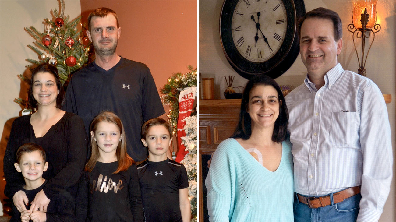 Left: Amanda with her husband and three kids. Right: Amanda with her dad, Jim. (Courtesy: Amanda Egli)